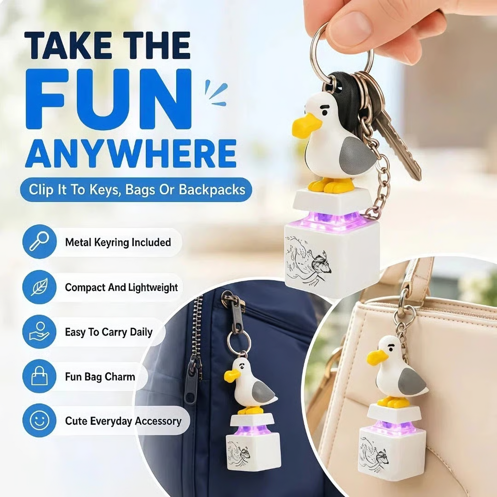 MINE Seagull Keychain — Press It. It Talks. It Glows.