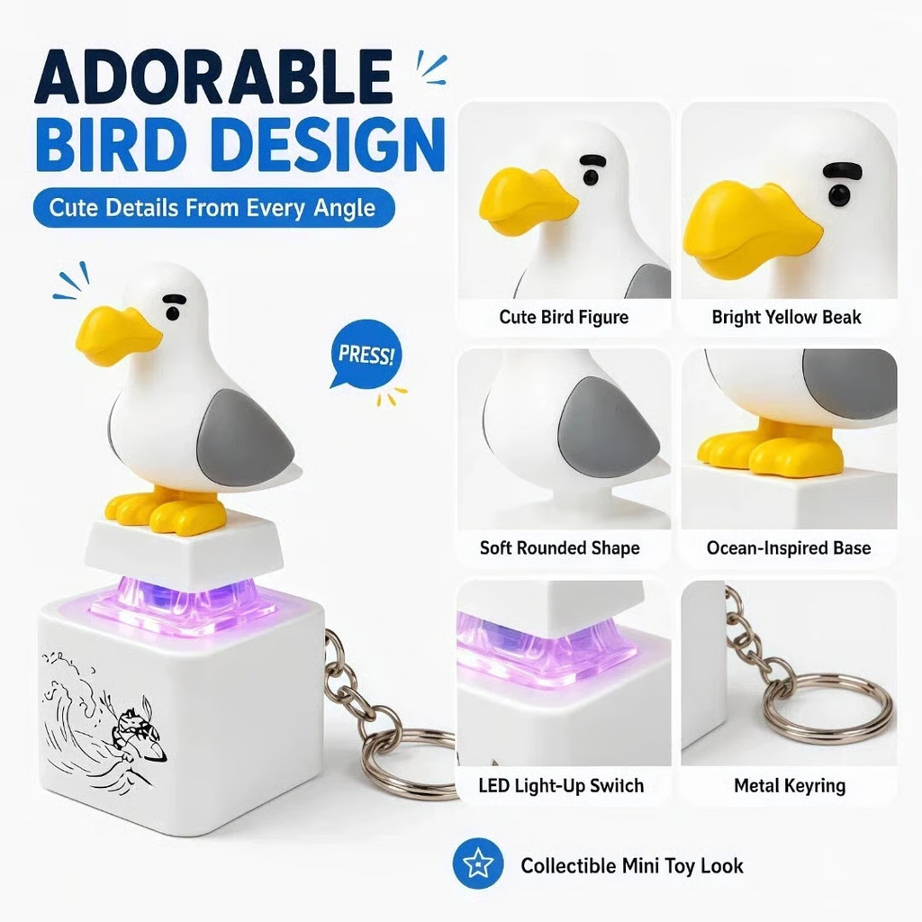 MINE Seagull Keychain — Press It. It Talks. It Glows.