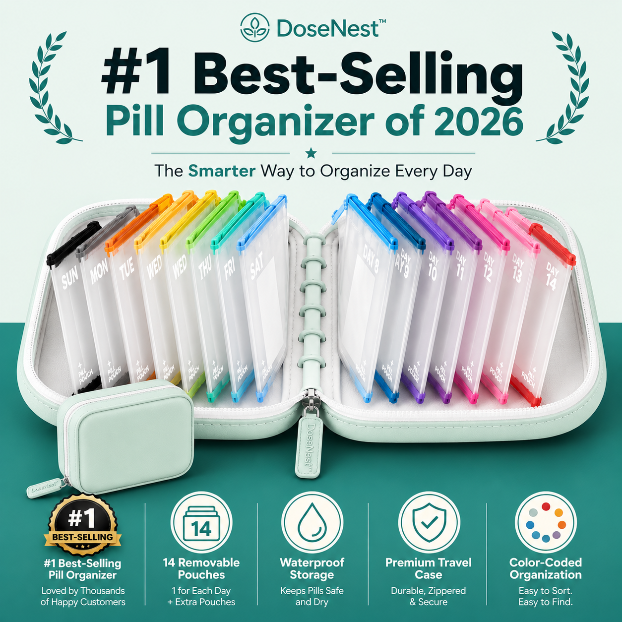 Waterproof Weekly Pill Organizer