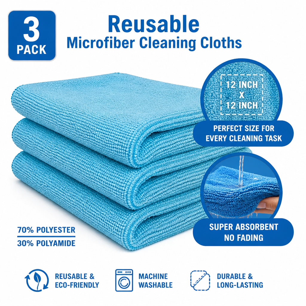 Reusable Microfiber Cleaning Cloths