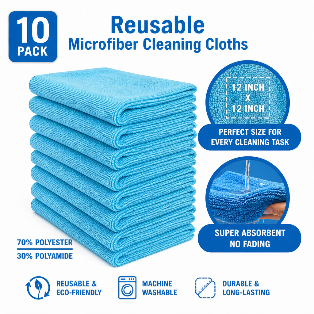 Reusable Microfiber Cleaning Cloths